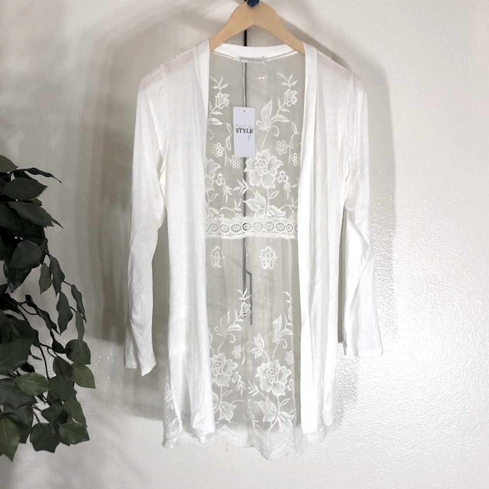 NWT Made In Italy My Style Lace White Sweater